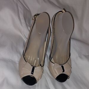 Elegant Nude Peep-Toe Women's Slingback Heels Size 8.5